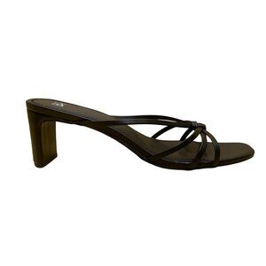 BP Women’s Black Synthetic Strappy Open Toe Slip-On Block Heel Sandals Size 10M